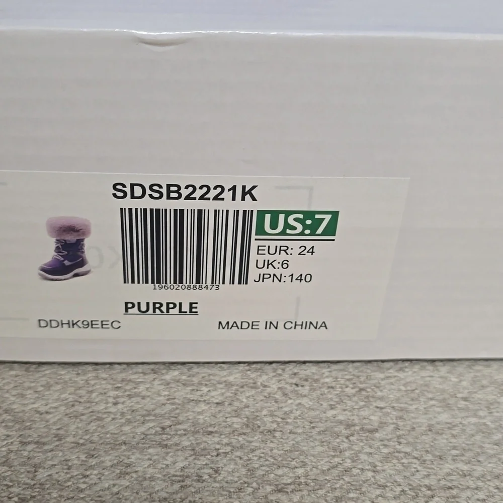 Purple Snow Boots Faux Fur Lined Mid-Calf   Slip Restiant Boots
